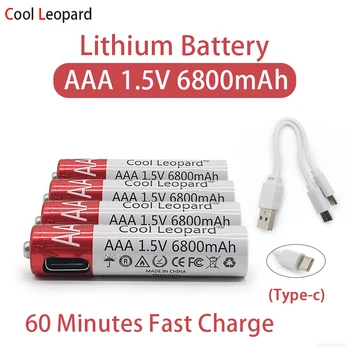 AAA 1,5 V USB Nabíjateľná Li-ion Batéria Pozor Na Hračky MP3 Prehrávač Teplomer Klávesnice 1,5 V AAA 6800mah Lítium-Iónová Batéria