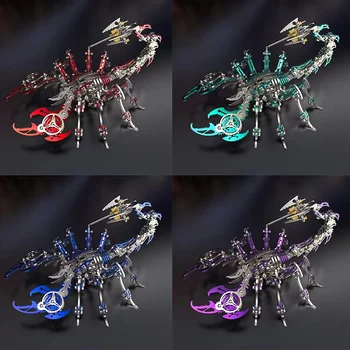 AIMOR Farba Scorpion Dinosaura 3D Troch-dimenzionální Kovové Puzzle Darček High-end Dekorácie Odnímateľný Figúrka Auta Zvieratá Chlapec