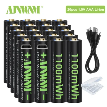 AJNWNM 1,5 V 1100mWh AAA Nabíjateľné Batérie, Lítiové Batérie, 3A Batérie AAA, Lítium-iónová Batéria s Vysokou energiou Baterka Hračka