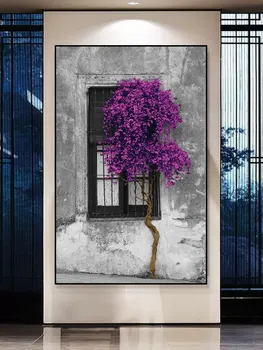 Abstrakt Strom v Prednej časti Okna Fialová Pop Farebná Tlač, Nordic Plagáty Plátno na Maľovanie na Stenu Obrázok Pre Domáce Obývacia Izba Dekor