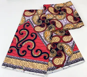 Africké Grand Real Vosk Textílie Ankara Batik Pagne Tissu 6yards Lesk Zlaté Ružová Kvalitný Lesklý Pre Šiť Strany Svadobné Šaty