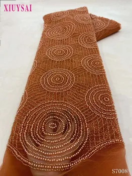Africké Čistý Čipky Textílie 2023 Vysokej Kvality Francúzsky Luxus Flitrami Tylu Oka Vyšívané Textílie Pre Ženy, Svadobné Svadobné Šaty Šiť