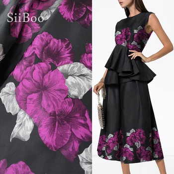 Americký štýl luxusné black red veľké kvetinové polohy žakárové brocade textílie pre zimné kabát tkaniva tejido ZADARMO LOĎ SP2358