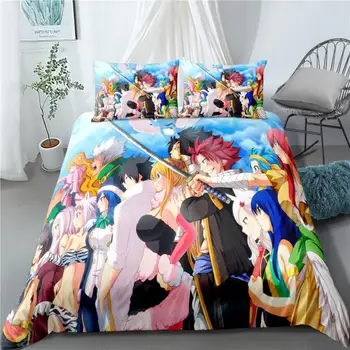 Anime Víla Chvost bytový Textil Vankúš 3D Posteľná Bielizeň Obliečky Deti Cumlík posteľná bielizeň Sady Posteľ Set Home Decor posteľná bielizeň
