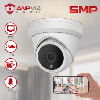 Anpviz 5mp POE IP Kamera, Vonkajšie Bezpečnostné CCTV Kamera, Video Dohľad 30 m Vstavaný Mikrofón Audio IP66 H. 265