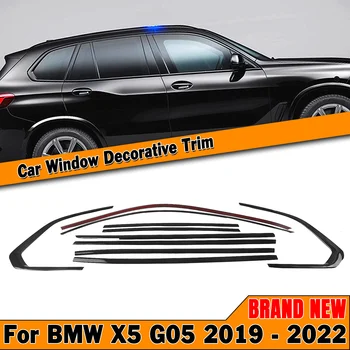 Auto Vonkajšie Okno Orezania Na BMW X5 G05 2019-2023 Titán Čierny Kryt z Nerezovej Ocele Tesniace Pásy Weatherstrip Tieni Dekoratívne