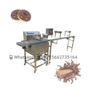 Automatické 30 kg Čokolády Povlak Enrobing Cookie Oblátka Temperovanie Coater Pokrýva Stroj Na Výrobu Čokolády Line