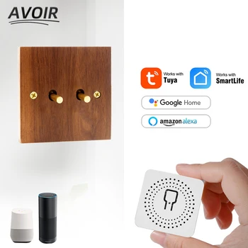 Avoir Wall Light Switch Masívneho Dreva Black Walnut Páčku Prepínača Tuya Smart Home Wifi Modul Bezdrôtového Ovládania Istič