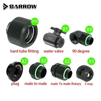 Barrow Pevného Trubice Montáž Súpravy Pre OD12/14/16 mm , Vody Ventil + Plug + 90 Stupňov Kovové Konektor G1/4 Vodný Chladič Príslušenstvo urob si sám
