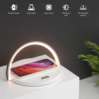 Bezdrôtová Nabíjačka stolná Lampa Spálňa Lampa Podporu pre IPhone Samsung Huawei Xiao Nastaviteľný Uhol Dotykový Spínač