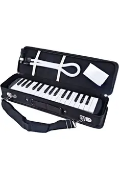 Black 32 Kľúče Melodica s Bag Hudobný Nástroj Harmonica Úst Orgán S prepravný Vak Náustok Vzdelávacie Gif