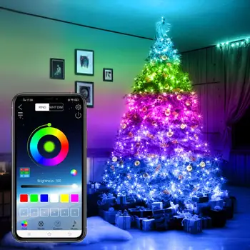 Bluetooth Vianočné Svetlo RGB USB Rozprávkových Svetiel 2m/20m Medený Drôt Garland LED Reťazec Svetlo Vianočný Stromček Nový Rok Dekor Lampa