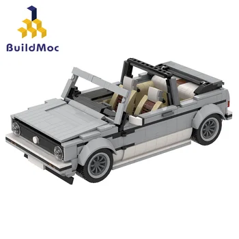 BuildMoc high-tech Mini Cabriolet Športové Sivá Biela Čierna Stavebné Bloky Super Racing Car Fit Tehly deti hračky, Darčekové chlapec