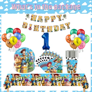 Buzz Lightyear Toy Story Party Dekor Riad Nastaviť Chlapec Dieťa Narodeniny Dieťa Sprcha Strana Navrhne Pohár Doska Obrúsok Pennant Banner