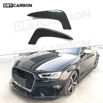 Carbon Fiber Predný Nárazník Foglamp Strane Výbava Canards Vzduchu Nôž Shark Fin Winglets Telo Súpravy Pre Audi A3 RS3 Sedan Auto Styling 