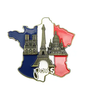 Chladnička Nálepky Francúzsko Mapa Európy Turistické Suveníry Inovatívny 3D Živice Chladnička Magnet Nálepky NotreDame Katedrály v Paríži, Francúzsko