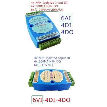 DC 12V 24V 6AI-4DI-4DO/6VI-4DI-4DO RS485 Analógový Digitálny Multi-function IO Zberateľ Rtu Modul PLC HMI PC Textový Editor