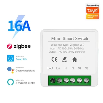 DIY Mini Smart Switch16A Zigbee 3.0 forTuya Inteligentný Život Načasovanie Bezdrôtové Ovládanie Relé Automatizácie Práce s Alexa Domovská stránka Google Alice