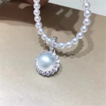 DIY pearl príslušenstvo 925 strieborný prívesok s prázdnymi spona zlato, strieborný náhrdelník prívesok vhodný pre inlaying 8-9 mm korálky