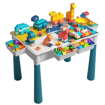 Detské Stavebné Bloky Stôl písací Stôl Multi Funkčné Veľké Granule Montáž S Úložný Box Vzdelávacie Hračky 3-6 Rokov