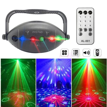 Diaľkové Ovládanie Mini DJ, Disco Laserové Svetlo Projektor LED UV Zvuk kontrolované Bar KTV Fáze Účinok, Svadobné, Vianočné Dovolenku Strany Atmosférických