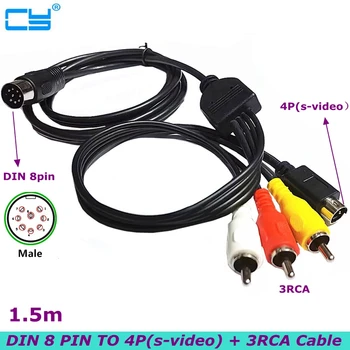Din 8 Pin (S-video 4P Mužskej 3-RCA Samec Audio Adaptér Kábel Pre DVD, TV/HDTV, VIDEO, Cd, Hudobné Nástroje, Zvukové Zariadenia.