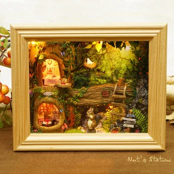 Diy trojrozmerné Puzzle Chata domček pre bábiky Horských Wild Villa Hračka Bábika Tvorivé Miniatúrne Scény Piesku Tabuľka Dom PZ-115
