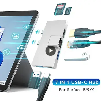 Dual Typ-c Int Usb3.0 Hub 7-v-1 Pre Povrchové X/8/9 Dokovacej Stanice kompatibilný s HDMI 3840*2160 Podporovať Až Do 5gbps Konvertor