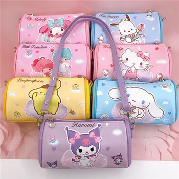 Dámske Tašky cez Rameno Sanrio Hello Kitty Melódie Kulomi Pôvodné Anime Kabelka 19x9x10cm PU Tlač Kolo Taška Messenger Taška Dievčatá