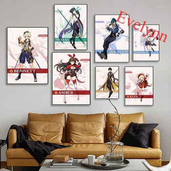 Elektronické Hry Genshin Vplyv Anime Dievča Plagát Na Plátno Na Stenu Umenie Obrázok Pre Obývacia Izba Cuadros Domova
