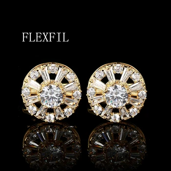 FLEXFIL Luxusné tričko manžetové gombíky pre mužov Značky putá tlačidlá manžetové gemelos Vysokej Kvality crystal svadobné Šperky abotoaduras
