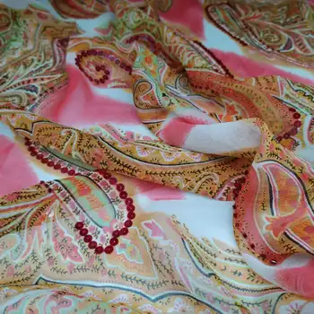 Flitrami Soie Textílie Bling Saree Georgette Výšivky Hodváb Moruša Šaty Sudáne Toub Šijací Materiál
