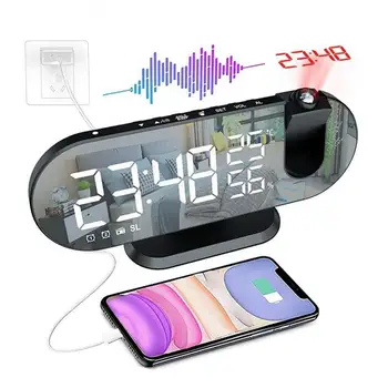 Fm Rádio Led Digitálny Budík Sledovať Tabuľka Wake Hodiny Až Spánok 180° S Projekciou Ploche Elektronické N0i5