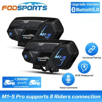 Fodsports M1-S Pro Motocyklové Prilby Intercom 2000 M Bezdrôtový Bluetooth Headset Intercomunicador Moto 8 Jazdcov Slúchadlá