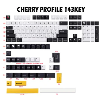 GMK Cherry V2 Keycaps Čiernej A Bielej PBT 143 Kľúče Celý Set Farbivo Sub Pre Mechanické Klávesnice JP US Rozloženie S 6.25 U 7U Medzerník