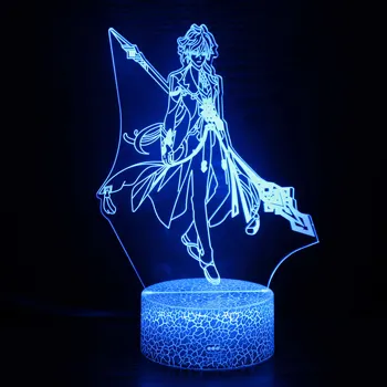 Genshin Vplyv 3D Nočné Svetlo Deti Baby Dar Herné Izba A Spálňa Dekorácie Hrať Obrázok Akrylové Dosky Nové Neónové Lávové Lampy