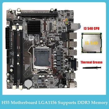 H55 Doske LGA1156 Podporuje I3 530 I5 760 Série CPU DDR3 Pamäte základnej Doske Počítača+I3 540 CPU+Termálnej pasty Náhradných Dielov