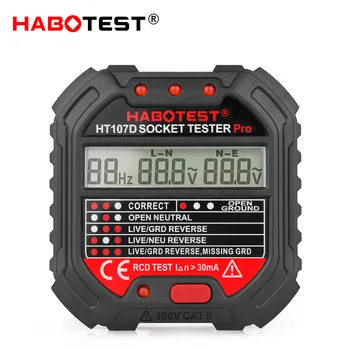 HABOTEST HT107 Zásuvky Tester AC 90~250V GFCI Nádoby Detektor S LCD Displejom Napätie Checker 6 Vizuálnu Indikáciu