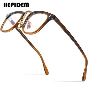 HEPIDEM Acetát Okuliare, Rám Mužov Retro Vintage Námestie Okuliare Ženy Optické Predpis Okuliarov, Krátkozrakosť Okuliare 9214