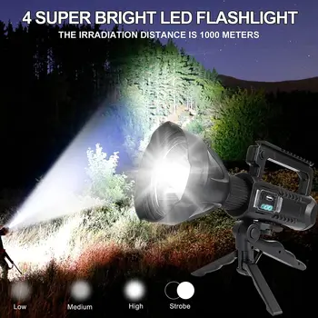 High Power LED Baterka Ultra Dlhé, Osvetlenie, Vzdialenosť na Čítanie Svetlomet, USB Nabíjateľné Silný Reflektor, Camping Svetlo