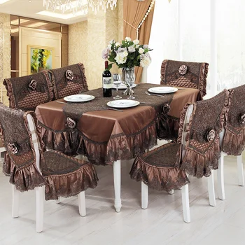 Hnedé Luxusnej Čipky Obrus Stôl Runner Premium Jelenice Fleece Spodnej obrus Stoličky Kryt pre Svadobné Hotel Večeru