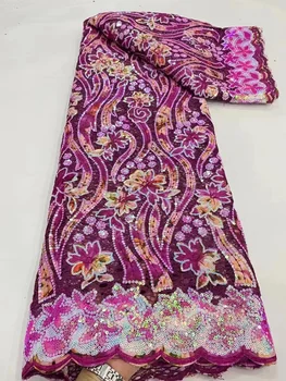 Hot Predaj Afrických Čipky Textílie 2023 Vysoko Kvalitného Tylu Čipky Šaty Pre Ženy, Výšivky Flitrami Čipky Čistý Francúzskej Čipky Textílie