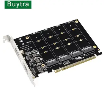 Hot predaj 4 x 32Gbps prenosová Rýchlosť PH44 4 Port M. 2 NVME SSD do PCIE X16M Tlačidlo Pevný Disk Converter Reader Rozširujúca Karta