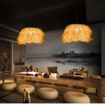 Hotel Bamboo borovica matica Luster Lampa Dekor svetlo Čaj izba Cafe Lounge prírodný ratan lampa
