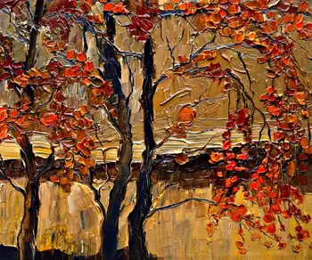 Hrubé Textúrou Olej na Plátne Moderné Abstraktné Tree Oil Maľovanie Home Decor Art Jeseň Strom Ručne Maľované Umelecké Obrázok