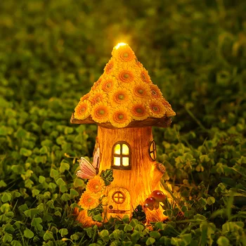 Huby Tree House Hrad Solárne Dekoratívne Osvetlenie Živice Víla, Záhrada, Vonkajšie Miniatúrne Domu Domov Balkón Dekorácie, Darčeky