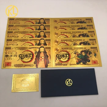 Japonsko, Anime Démon Vrah Kamado Tanjirou Kamado Nezuko 10000 Jenom Zlata Plastové Karty pre Dar a zbierky