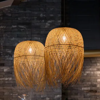 Japonský Bambusu Prívesok Svetlá LED Zavesiť Svietidlá pre Teahouse Reštaurácia Hotel Umelecké Tieni Mäso Telo Svetlo Moderného Osvetlenia E27