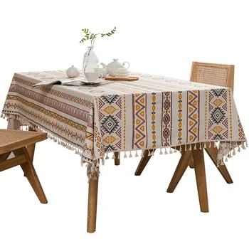 Jedáleň obrus v etnickom štýle v nepremokavé tábor a olej-odolná bavlna s ľanom s potlačou čaj stôl Textílie
