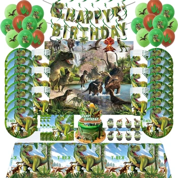 Jurský Sveta Dinosaurov Tému Narodeninovej Party Jednorázový Riad Jungle Safari Dinosaura Doska ballon Chlapci Narodeninovej Party Decor